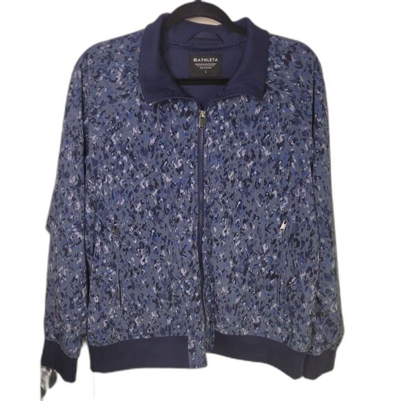 Athleta Brooklyn Bomber Jacket Captivate Chrome Blue - Picture 1 of 4